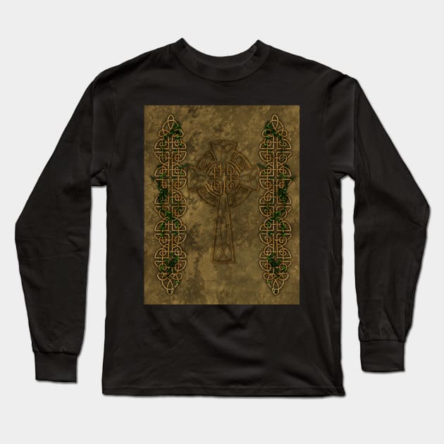 Celtic Cross And Celtic Knot Strips Long Sleeve T-Shirt by Packrat